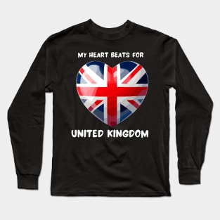 My Heart Beats For United Kingdom Flag Long Sleeve T-Shirt